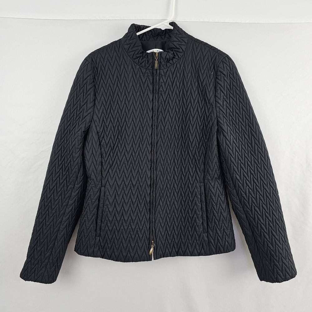 Gold Pfeil Germany Textured Chevron Jacket Black Poly Polyamide Size 46 Small